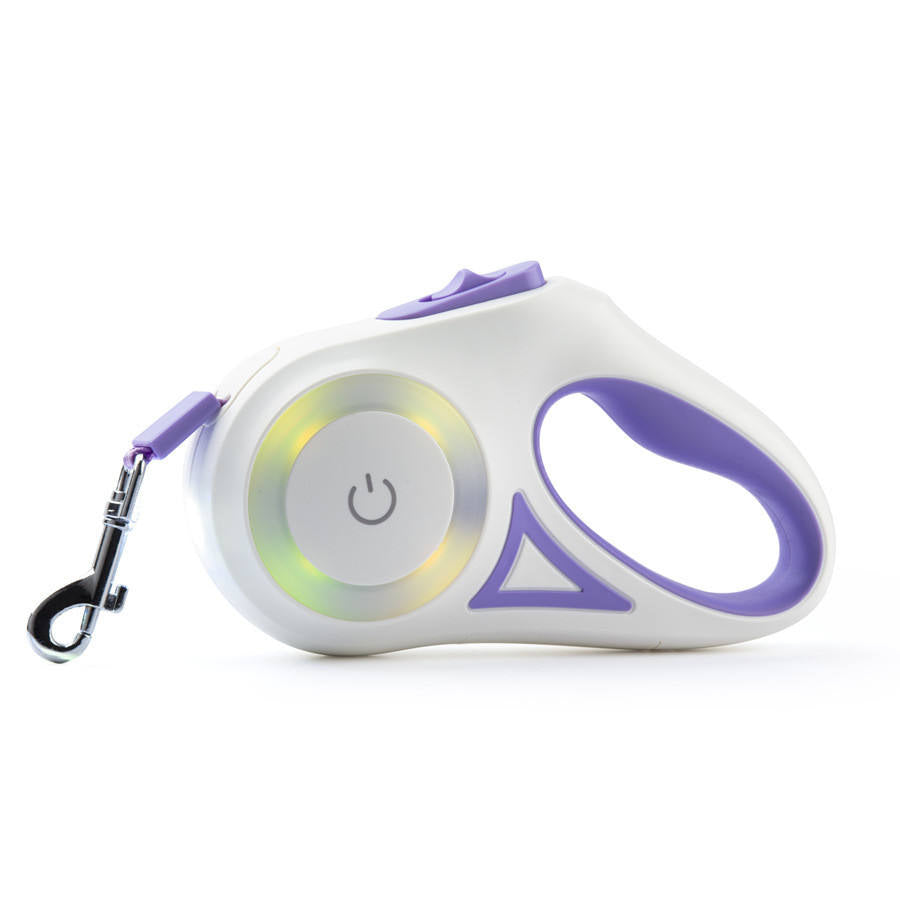 Glowing Retractable Dog Leash – LED Light-Up Automatic Dog Lead
