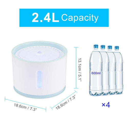 2.4L LED Cat Water Fountain – USB Electric Auto Pet Drinking Dispenser