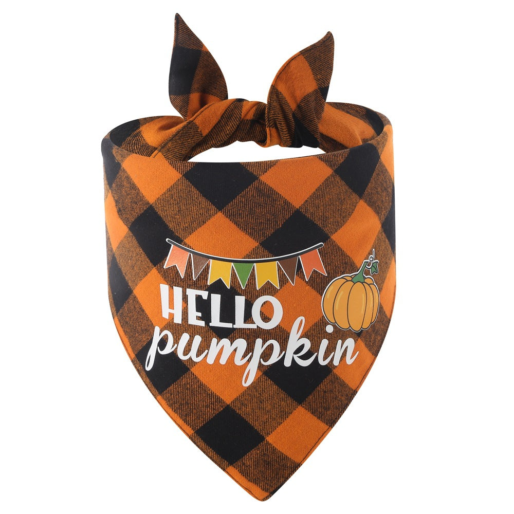 Thanksgiving Cotton Plaid Pet Bandana – Holiday Scarf & Bib for Dogs & Cats