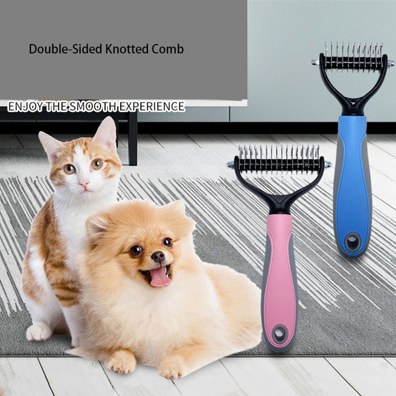 Double-Sided Pet Dematting Comb – Stainless Steel Dog & Cat Grooming Brush