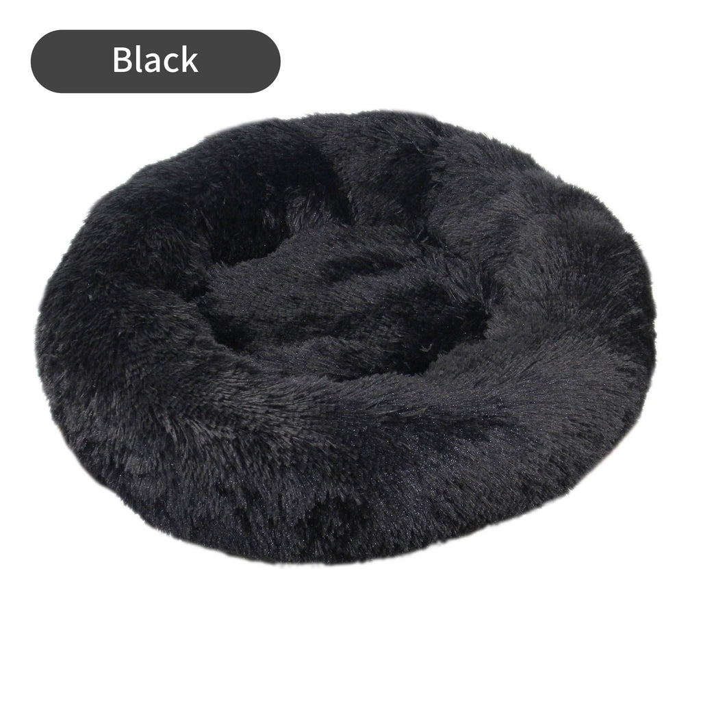 Round Plush Pet Bed – Winter Warm Cat & Dog House Mattress