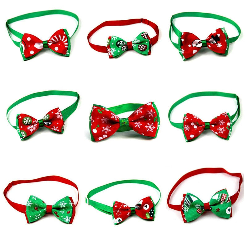 Christmas Pet Bow Tie Collar – Adjustable Holiday Neck Strap for Cats & Dogs