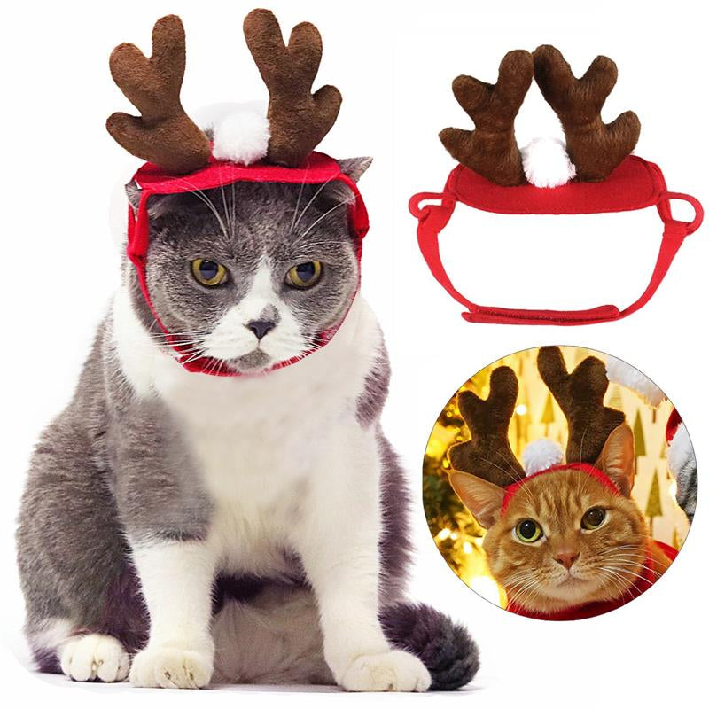 Christmas Dog Antler Headband – Festive Pet Deer Headdress for Cats & Dogs