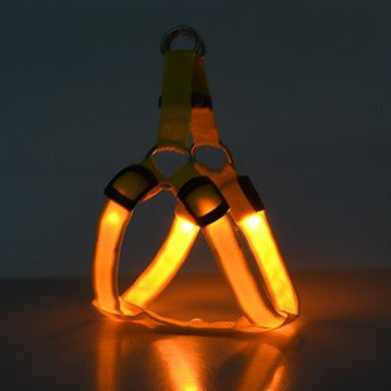LED Luminous Dog Chest Harness – Glowing Night Safety Leash for Dogs