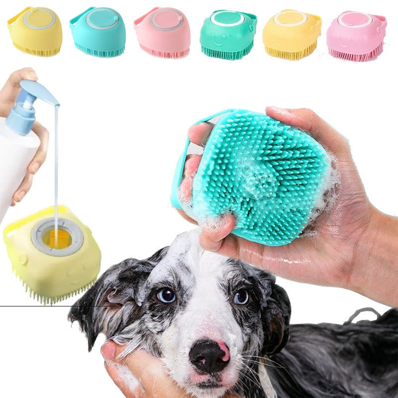 Pet Shower Massage Brush – Silicone Bath Grooming Glove for Dogs & Cats