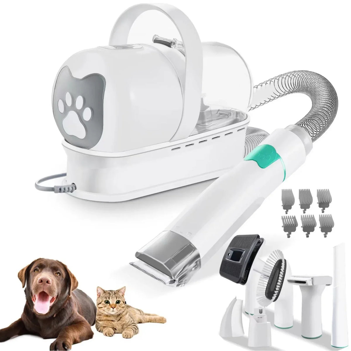 7-in-1 Pet Grooming Vacuum Kit – Dog Clipper & Hair Remover with Low Noise