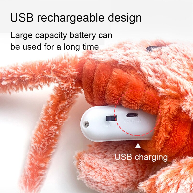 USB Floppy Lobster Cat Toy – Interactive Wiggling Plush Pet Teaser