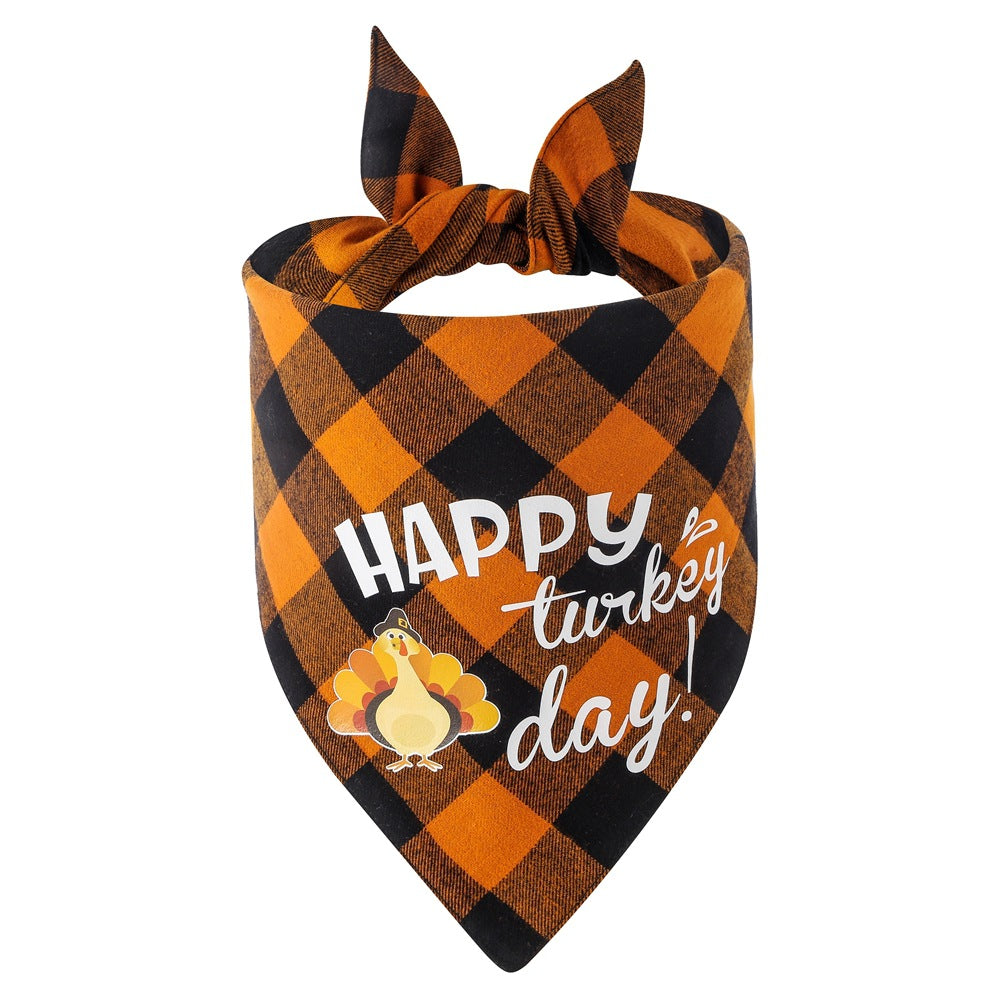 Thanksgiving Cotton Plaid Pet Bandana – Holiday Scarf & Bib for Dogs & Cats