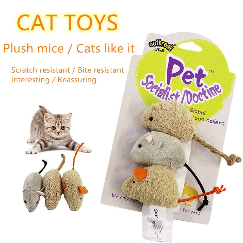 Plush Mouse Cat Toy Set – 3-Pack Interactive Training Toys for Cats
