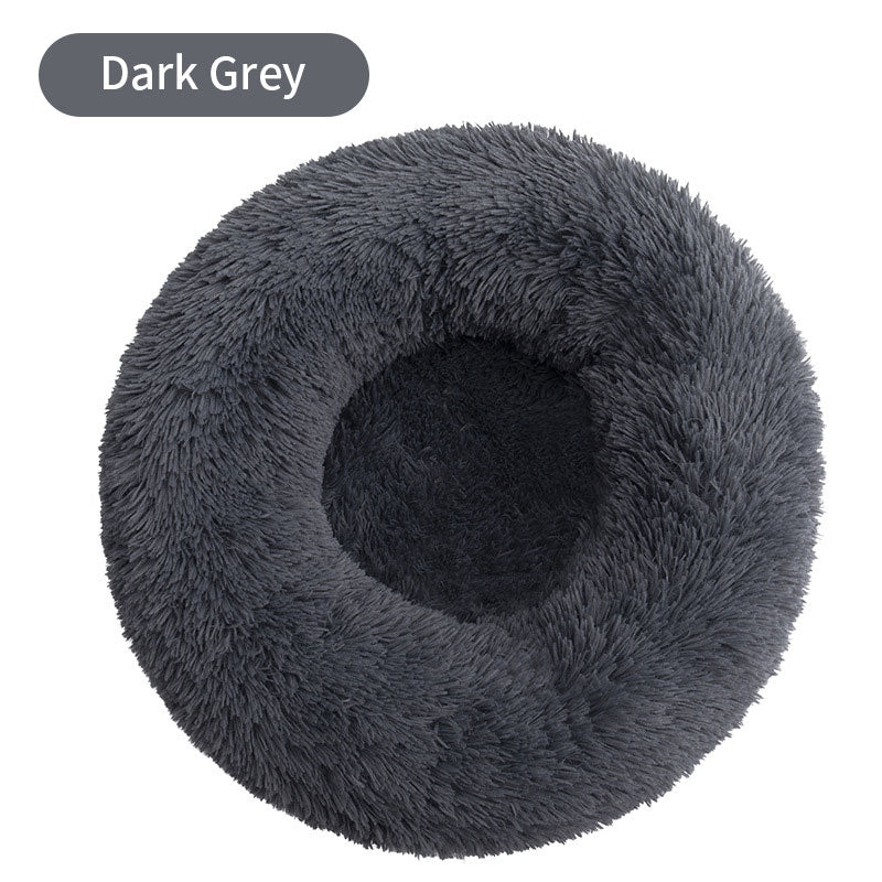 Round Plush Pet Bed – Winter Warm Cat & Dog House Mattress