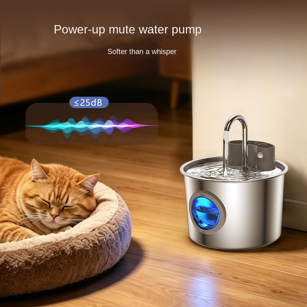 Smart Stainless Steel Cat Water Fountain – Wireless Sensor Auto Dispenser