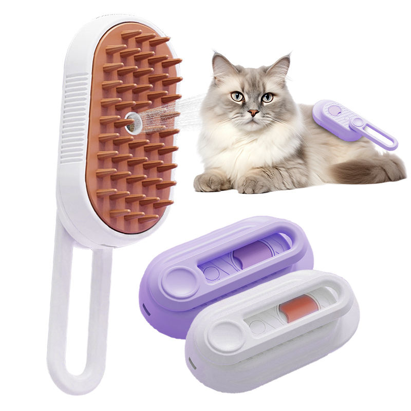 USB Rechargeable Electric Pet Spray Comb – Cat Grooming Massage Brush