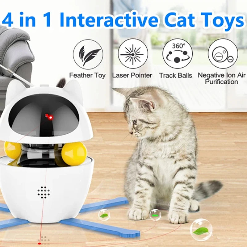4-in-1 USB Rechargeable Laser Cat Toy – Electric Interactive Indoor Teaser