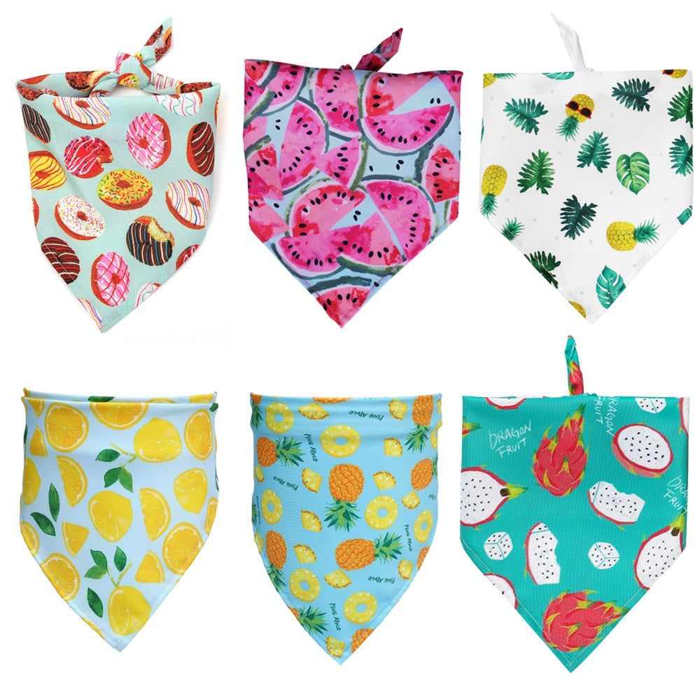 Fruit Print Dog Bandana – Adjustable Cotton Scarf for Dogs & Cats