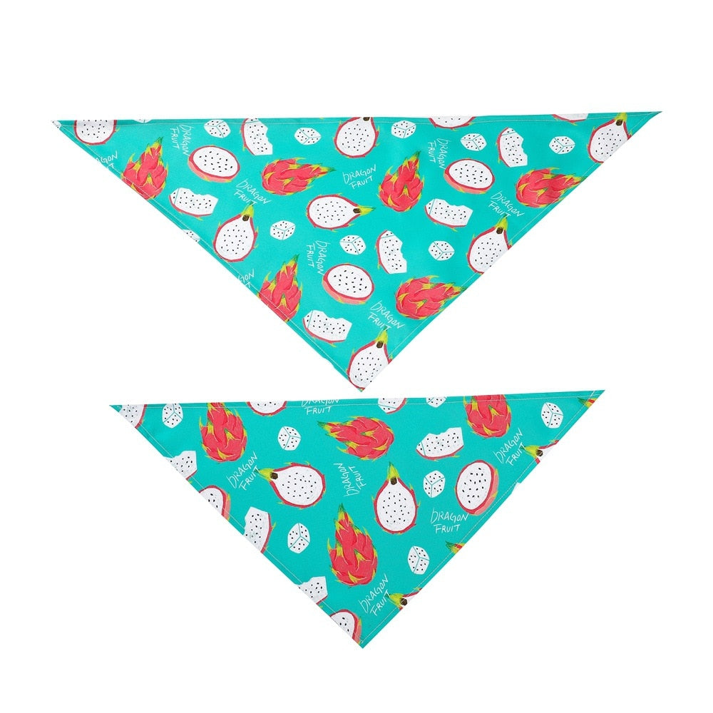 Fruit Print Dog Bandana – Adjustable Cotton Scarf for Dogs & Cats