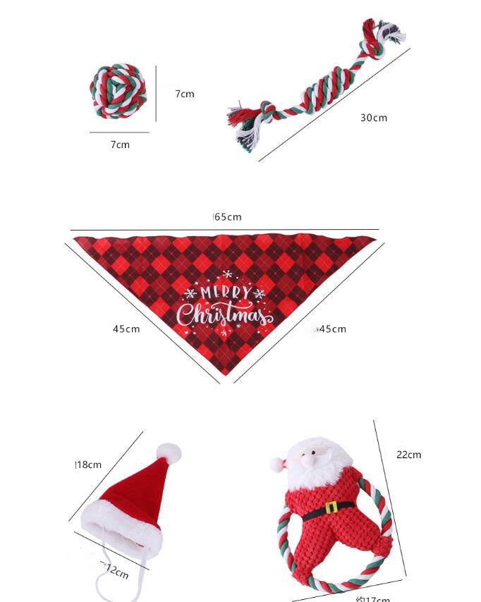 Christmas Pet Toy & Costume Set – Molar Cotton Rope Holiday Bundle