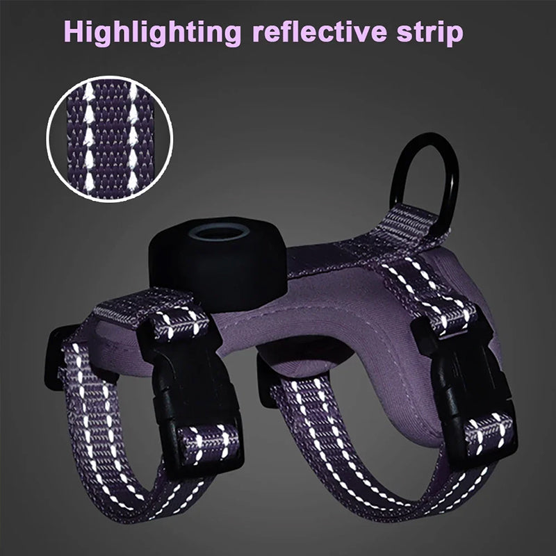 Escape-Proof Cat Harness with AirTag Holder – Reflective Walking Vest