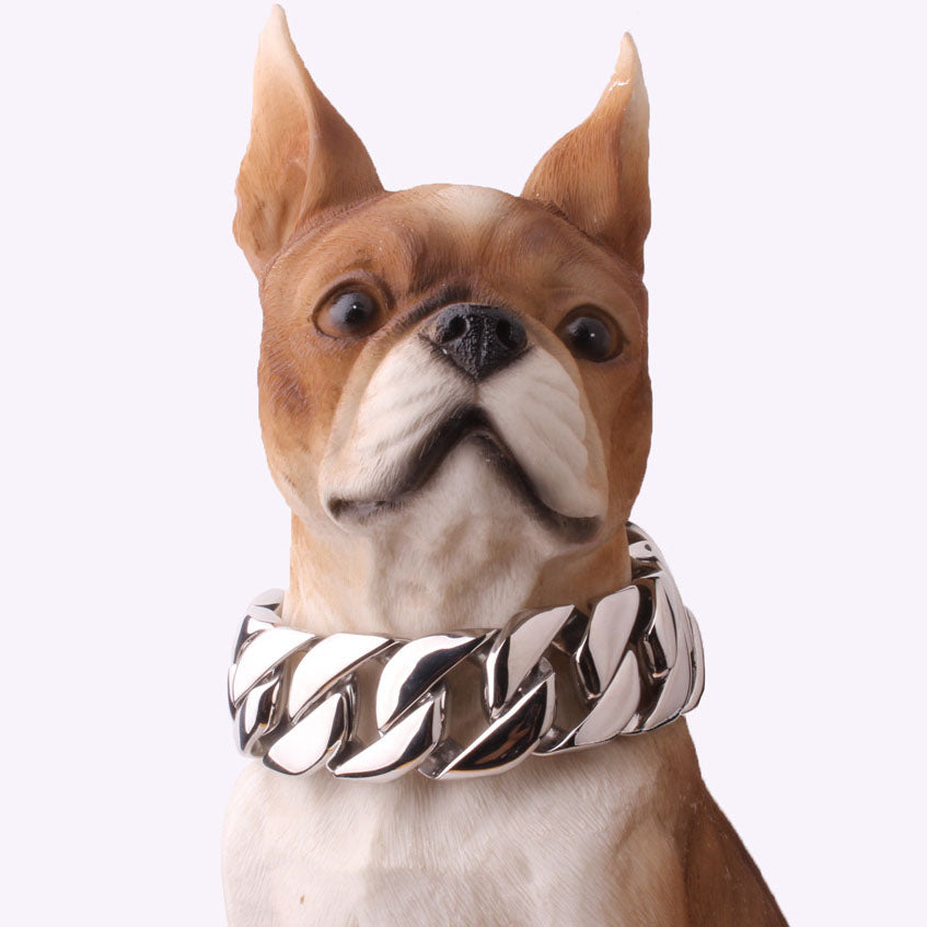 32mm Stainless Steel Dog Chain Collar – Gold Metal Necklace for Large Dogs