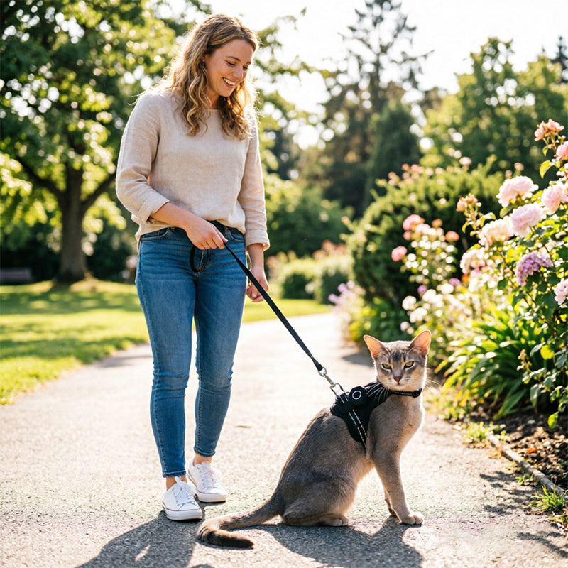Escape-Proof Cat Harness with AirTag Holder – Reflective Walking Vest