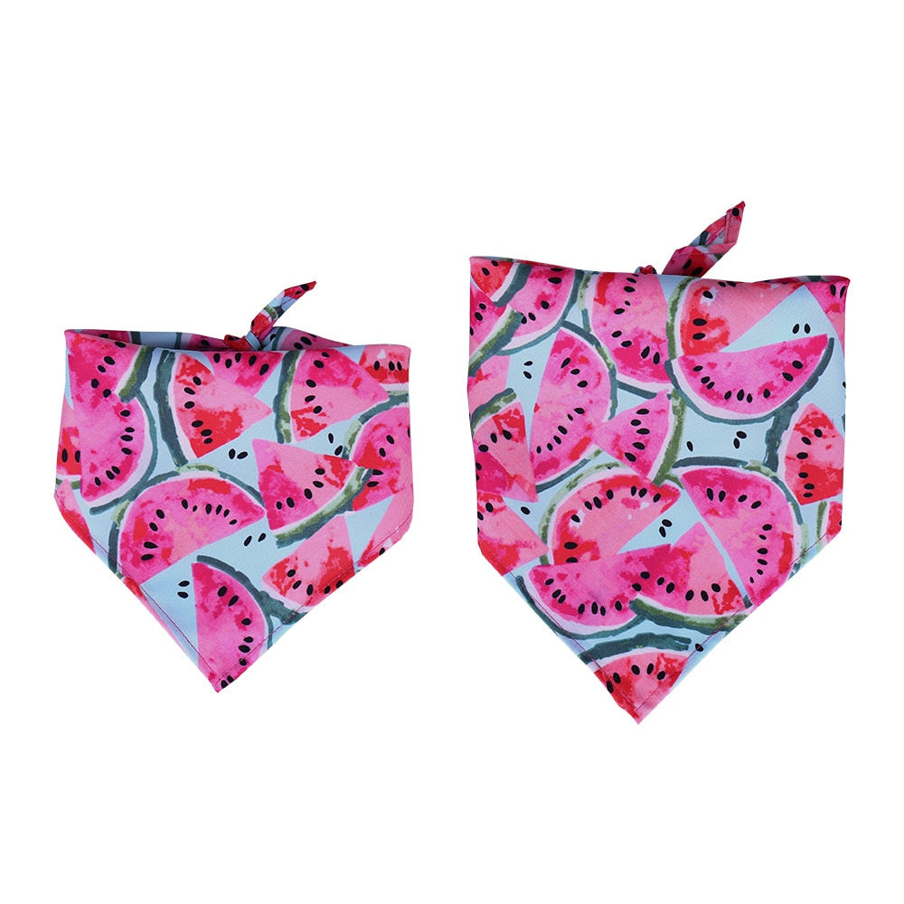 Fruit Print Dog Bandana – Adjustable Cotton Scarf for Dogs & Cats