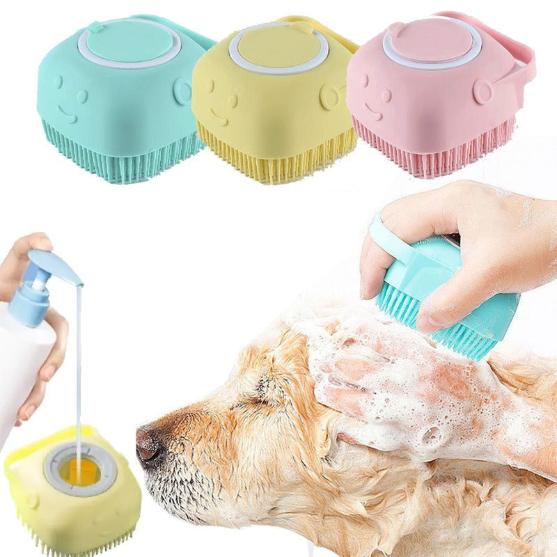 Pet Shower Massage Brush – Silicone Bath Grooming Glove for Dogs & Cats