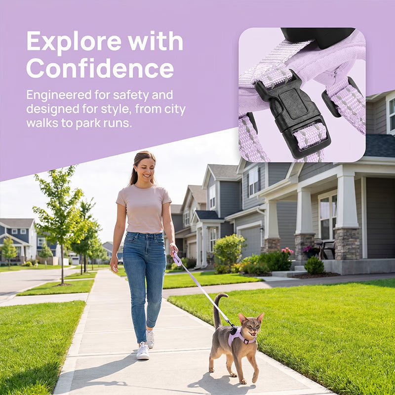 Escape-Proof Cat Harness with AirTag Holder – Reflective Walking Vest
