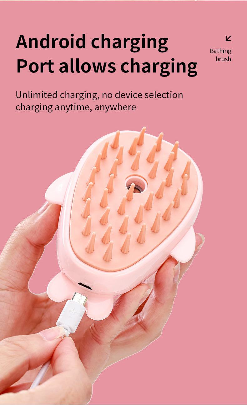 3-in-1 Steam Pet Brush – Rechargeable Cat Grooming Spray Comb