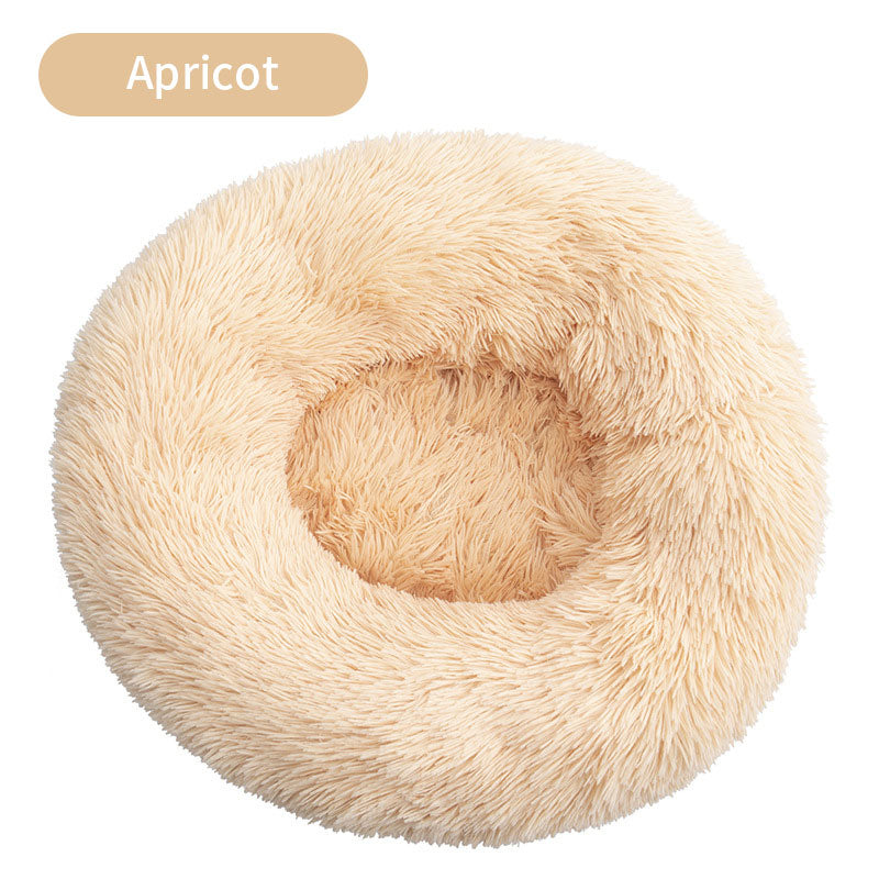Round Plush Pet Bed – Winter Warm Cat & Dog House Mattress