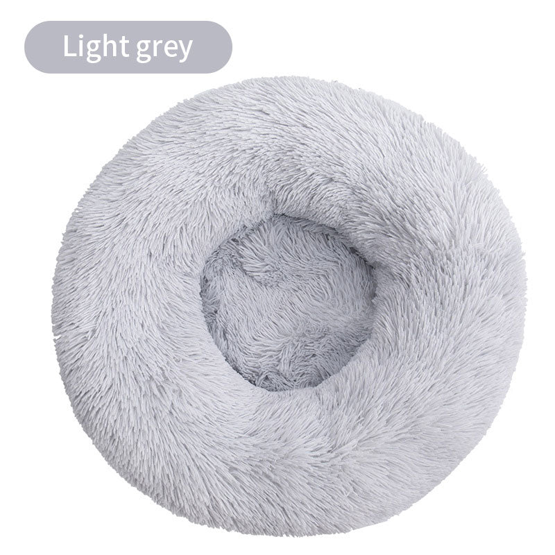 Round Plush Pet Bed – Winter Warm Cat & Dog House Mattress