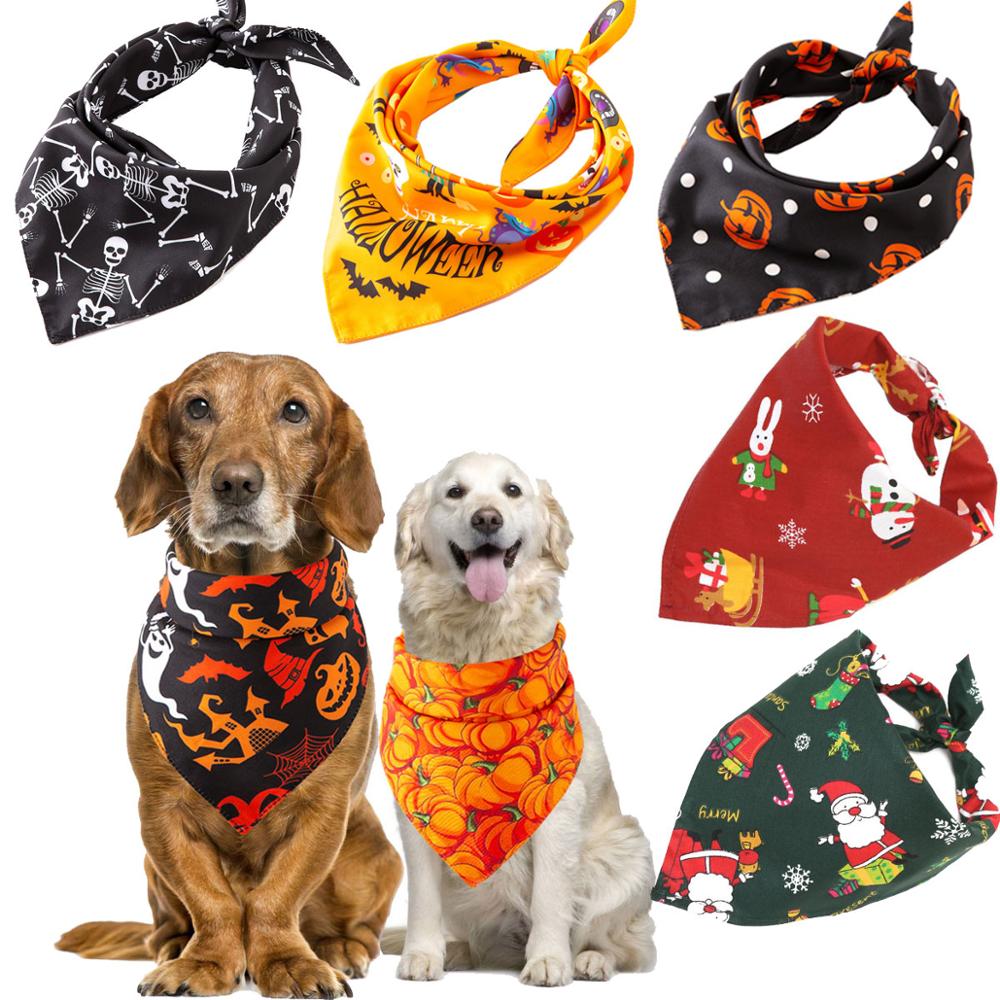 Pet Dog Bandana Set – Halloween & Christmas Scarf for Dogs & Cats