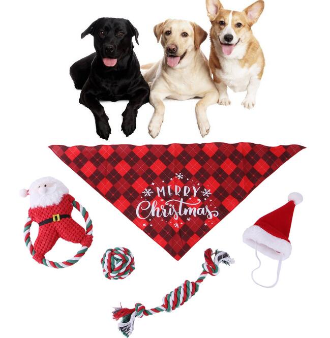 Christmas Pet Toy & Costume Set – Molar Cotton Rope Holiday Bundle