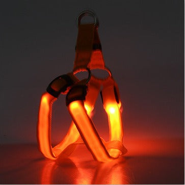 LED Luminous Dog Chest Harness – Glowing Night Safety Leash for Dogs