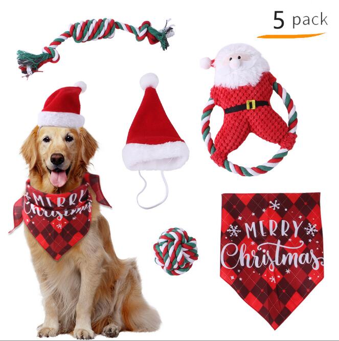 Christmas Pet Toy & Costume Set – Molar Cotton Rope Holiday Bundle