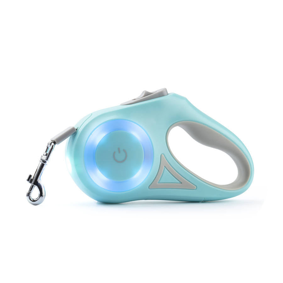 Glowing Retractable Dog Leash – LED Light-Up Automatic Dog Lead