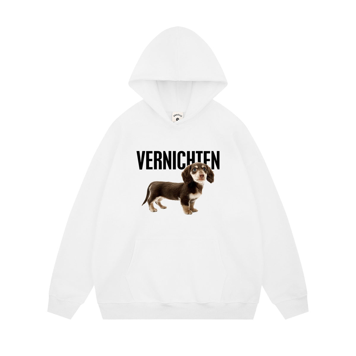 Dog Print Hooded Sweatshirt – Casual Loose Fit Pullover for Men