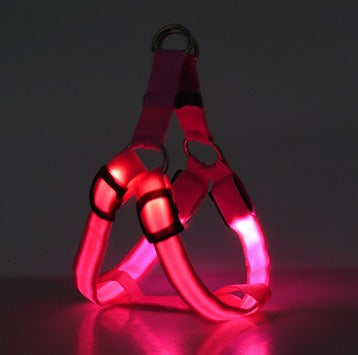 LED Luminous Dog Chest Harness – Glowing Night Safety Leash for Dogs