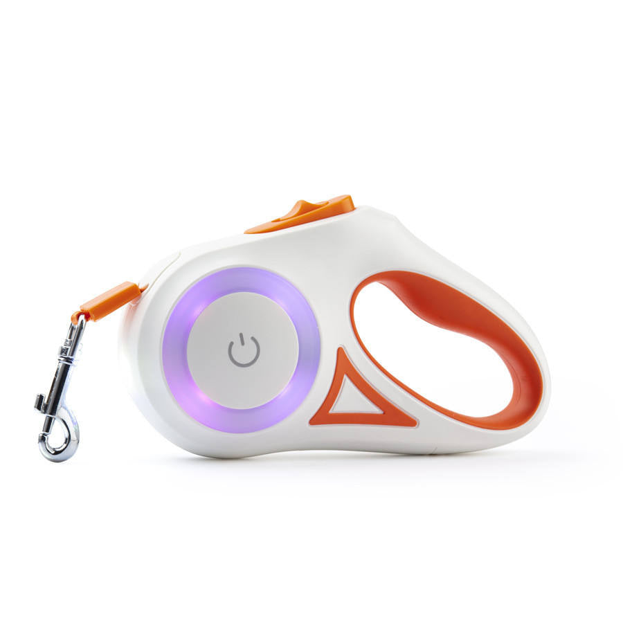 Glowing Retractable Dog Leash – LED Light-Up Automatic Dog Lead