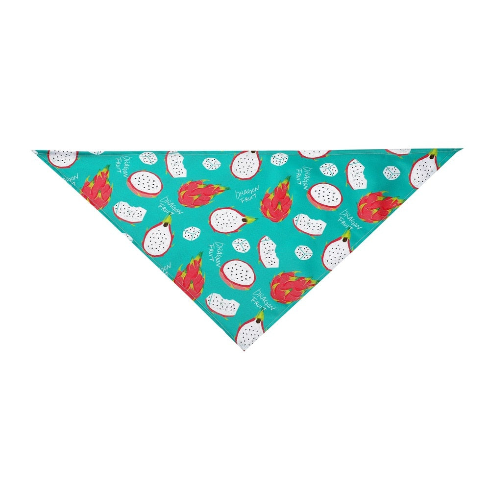 Fruit Print Dog Bandana – Adjustable Cotton Scarf for Dogs & Cats