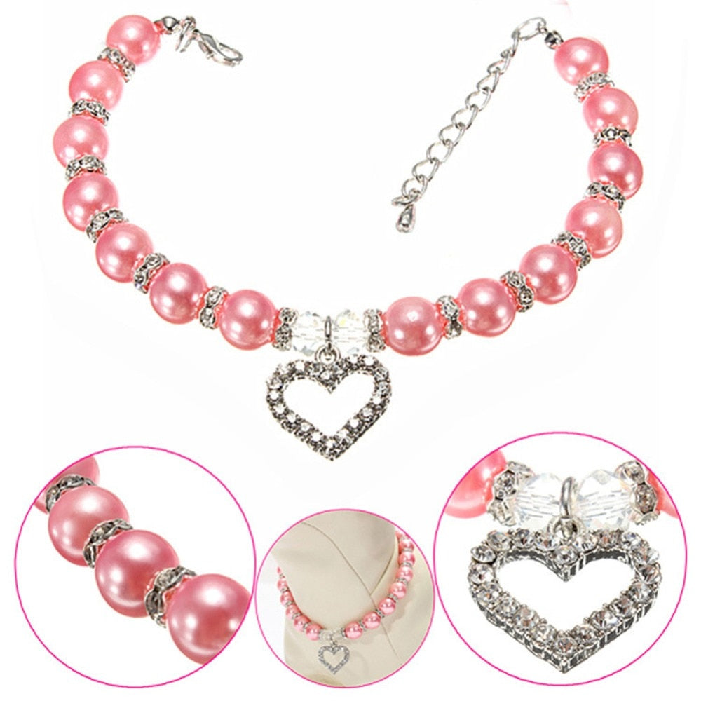 Pearl & Diamond Pet Collar Necklace – Luxury Jewelry Collar for Dogs & Cats