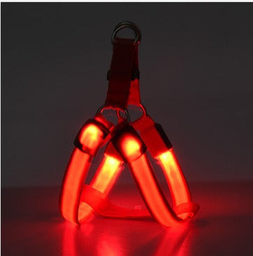 LED Luminous Dog Chest Harness – Glowing Night Safety Leash for Dogs