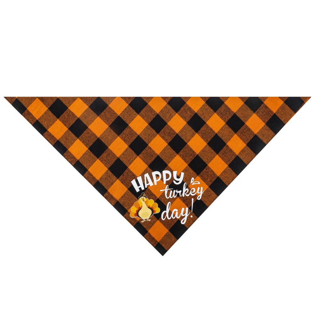 Thanksgiving Cotton Plaid Pet Bandana – Holiday Scarf & Bib for Dogs & Cats
