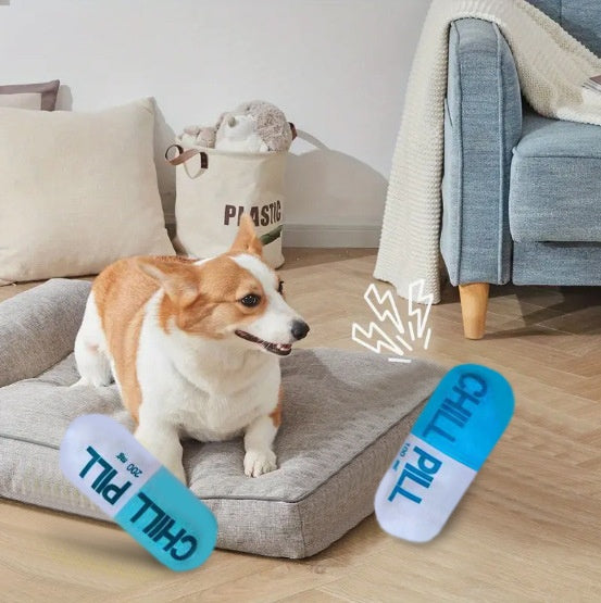Plush Pet Capsule Toy – Squeaky Sound Toy for Dogs & Cats