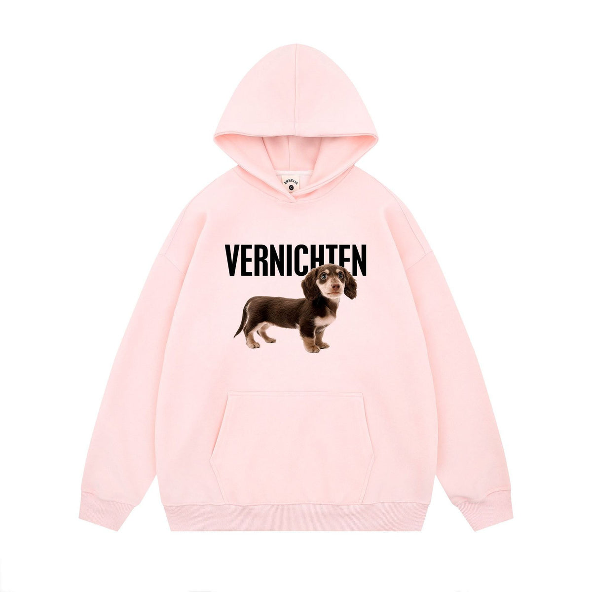 Dog Print Hooded Sweatshirt – Casual Loose Fit Pullover for Men