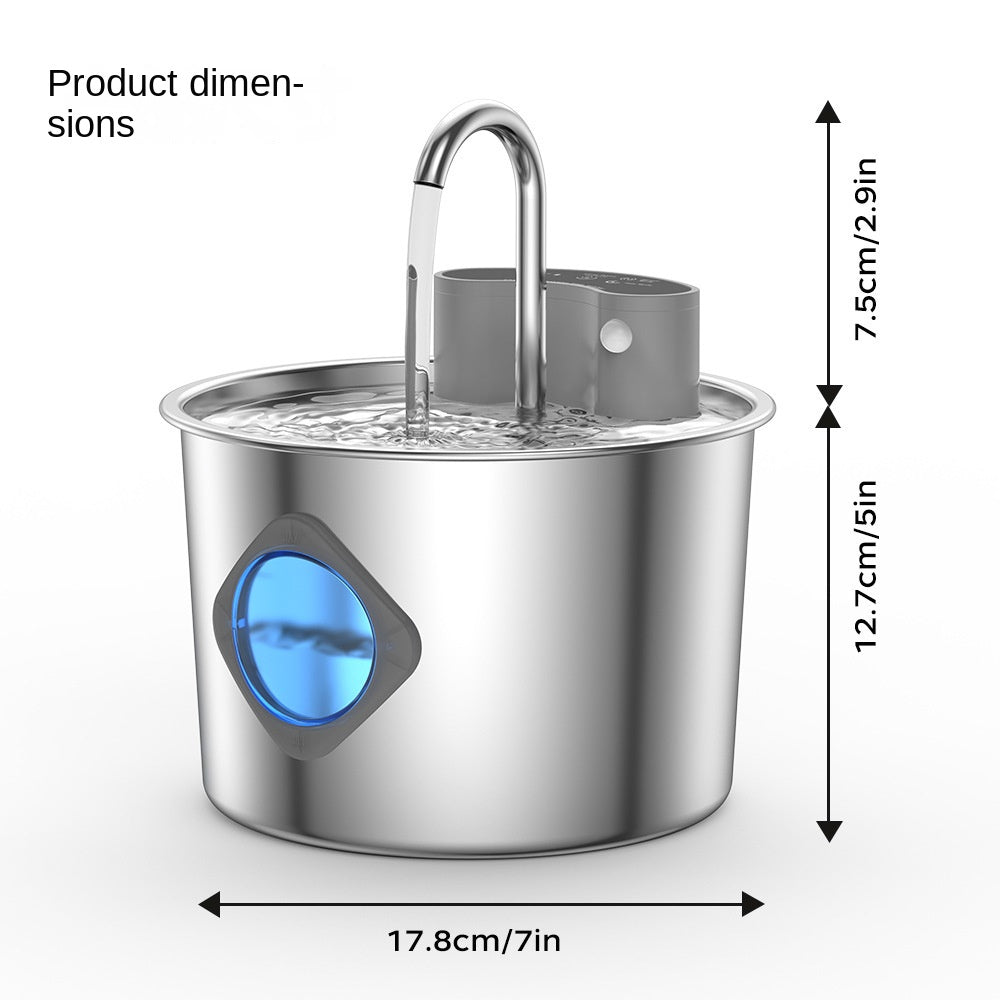 Smart Stainless Steel Cat Water Fountain – Wireless Sensor Auto Dispenser