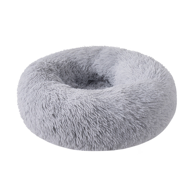 Round Plush Pet Bed – Winter Warm Cat & Dog House Mattress