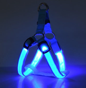 LED Luminous Dog Chest Harness – Glowing Night Safety Leash for Dogs