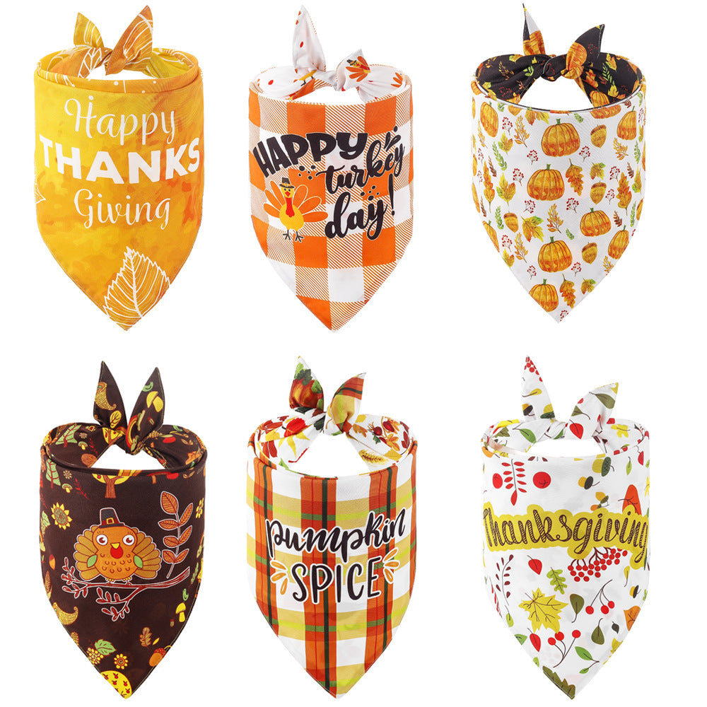 Thanksgiving Pet Bandana – Triangle Dog Scarf for Holidays