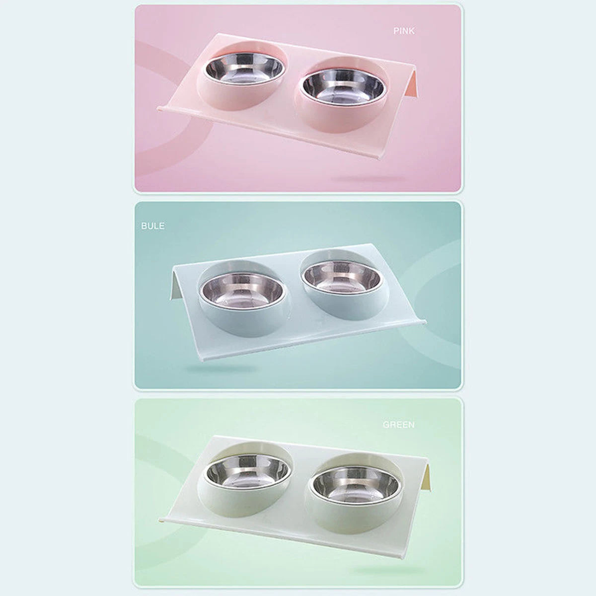 Stainless Steel Double Pet Bowl – Travel Food & Water Feeder for Dogs & Cats