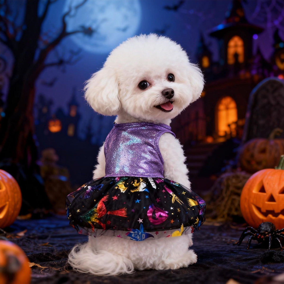 Laser Holographic Pet Costume – Shiny Party Festival Outfit for Dogs & Cats
