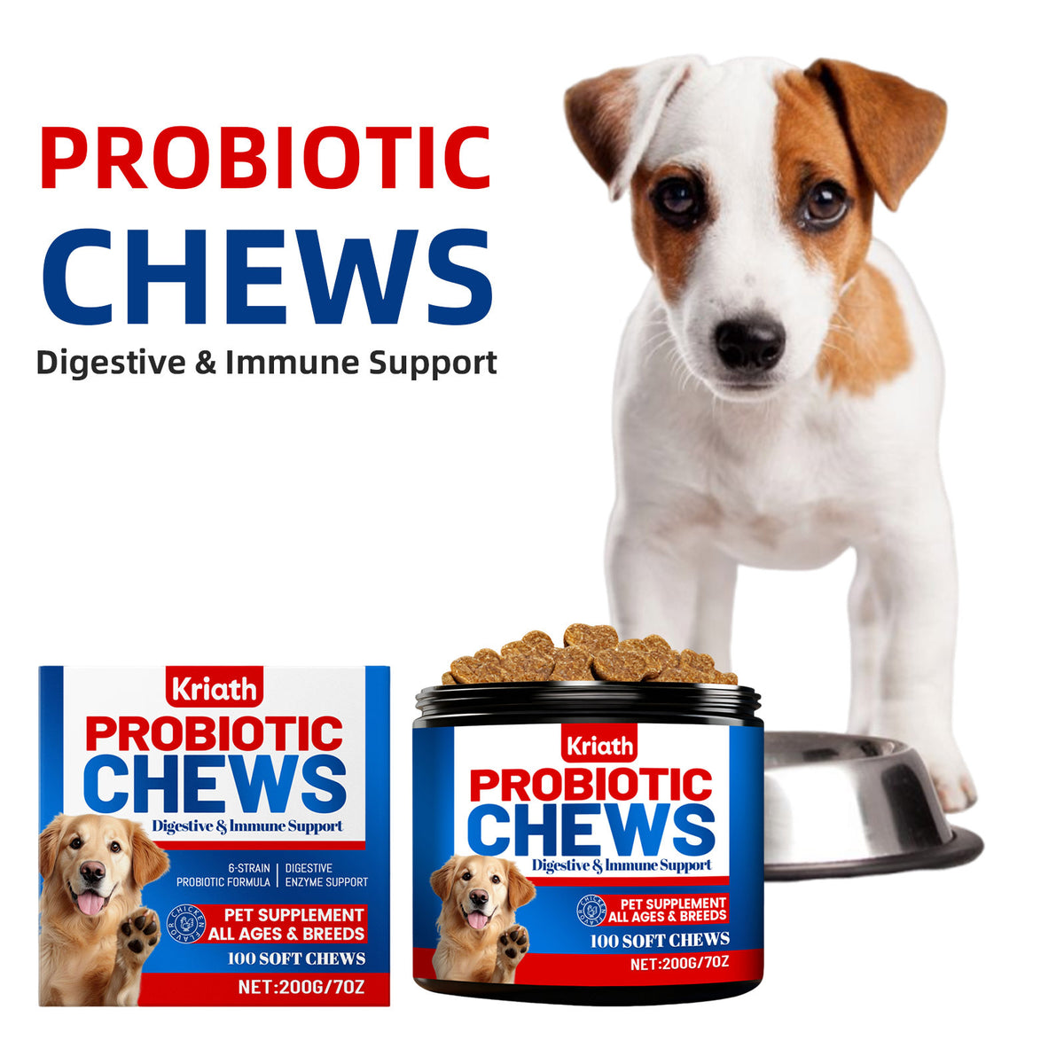 Dog Probiotic Supplement – Soft Granules for Digestive Health (200g)